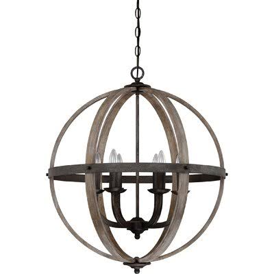 Gracie Oaks Burrill 6-Light Globe Pendant Finish: Rustic Black