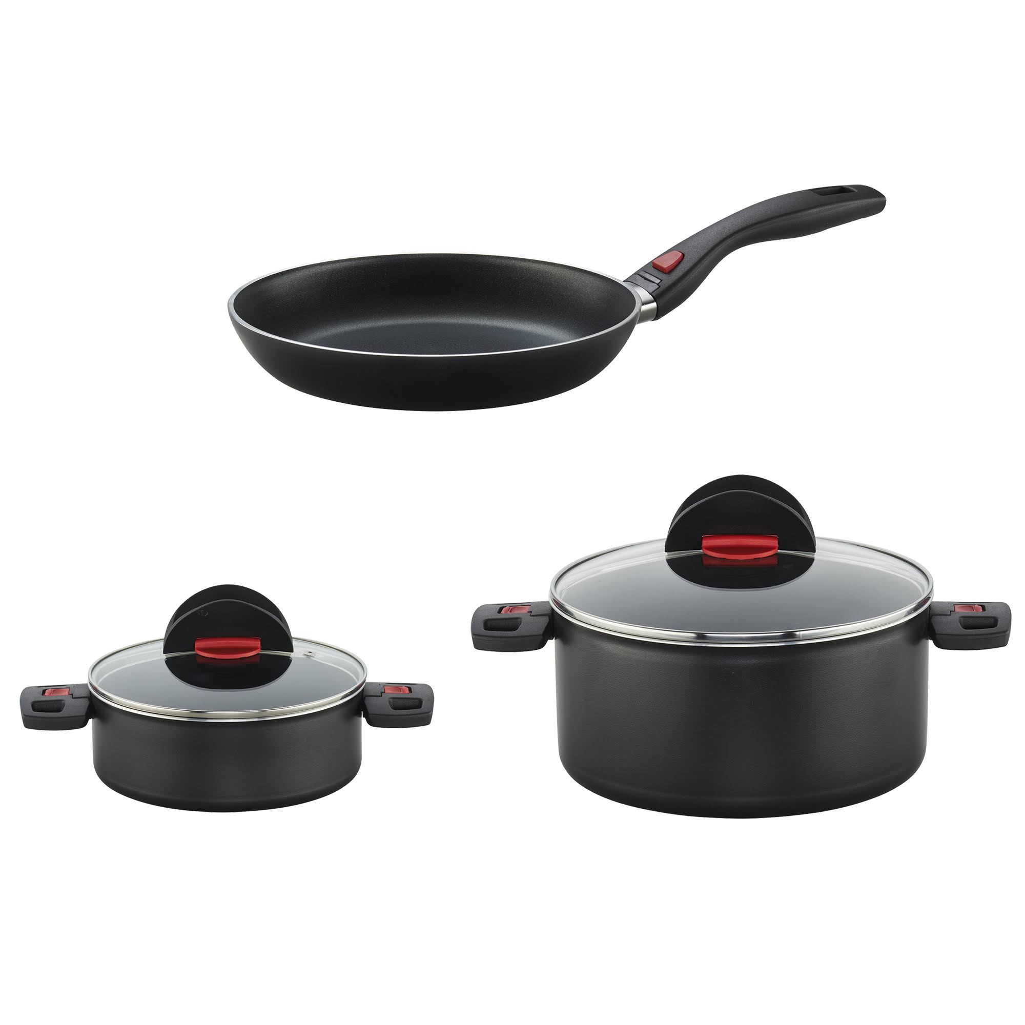 Ballarini 75002-789 Click & Cook Nonstick Cookware Set, 5-pc, Black