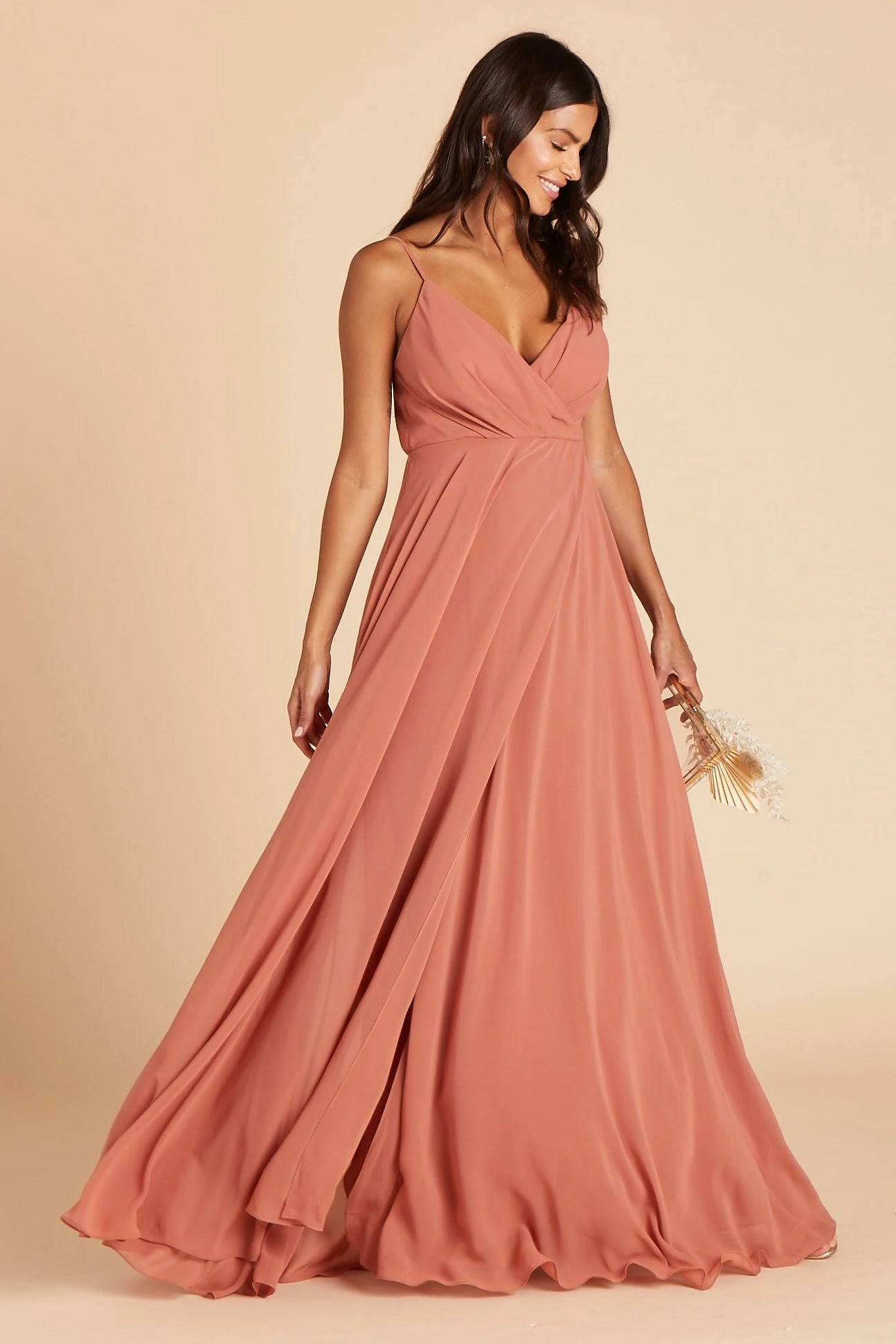 Birdy Grey Kaia Chiffon Bridesmaid Dress in Terracotta XXL / Terracotta