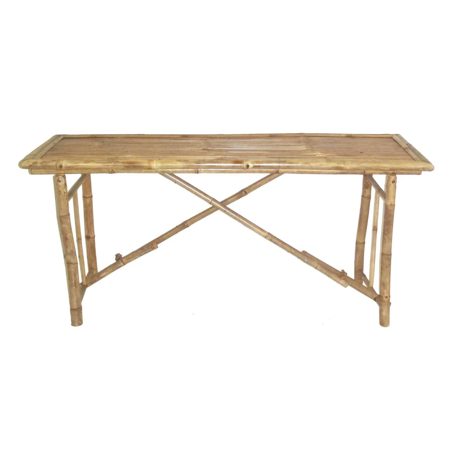 Bamboo54 Rectangular Folding Patio Coffee Table, Brown