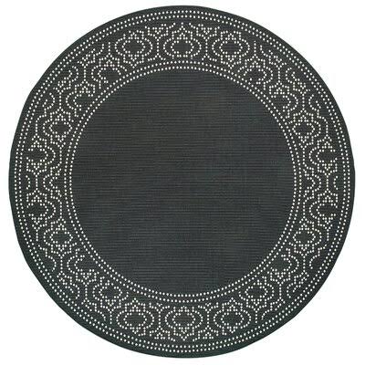 Quintin Plaid Black/Ivory Indoor/Outdoor Area Rug Birch Lane Rug Size: Round 7&10x22