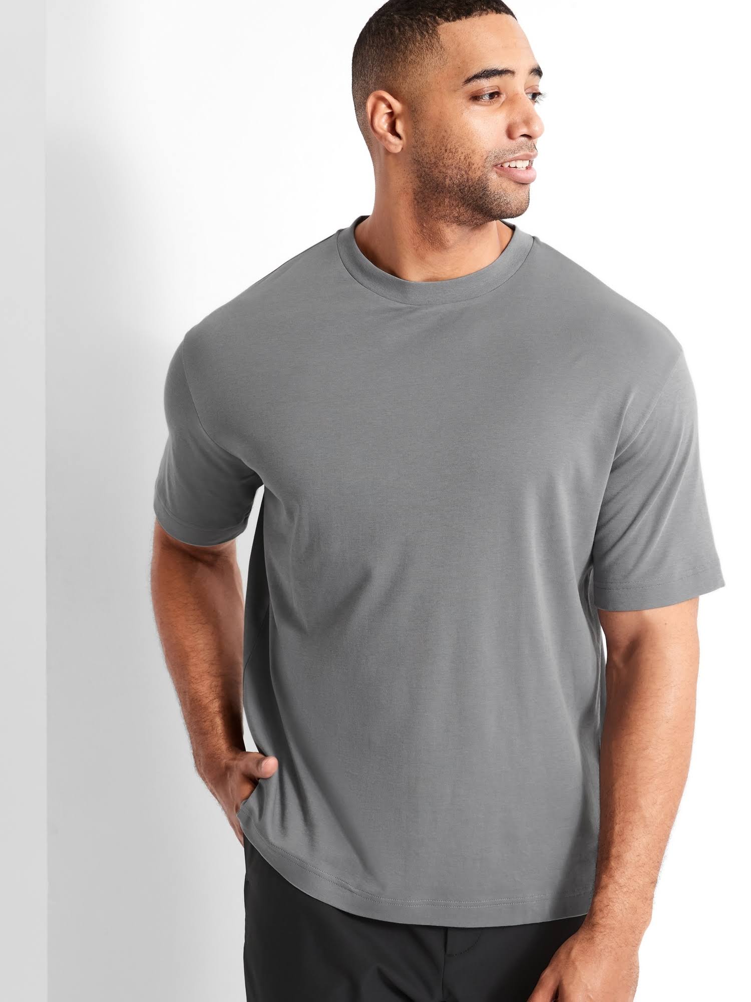 Banana Republic Men's Organic High Crew-Neck T-Shirt Gray Sky Tall Size XL