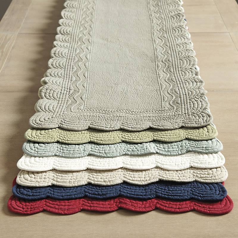 Marseille Quilted Linen Table Runner White 17x22 x 90x22 - Ballard Designs
