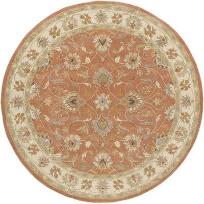 Birch Lane Heritage Arden Floral Hand-Tufted Wool Burnt Orange Area Rug Rug Size: Round 8&