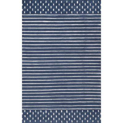 LeMieux Striped Handmade Tufted Wool Blue Area Rug Birch Lane Rug Size: Rectangle 5' x 8'