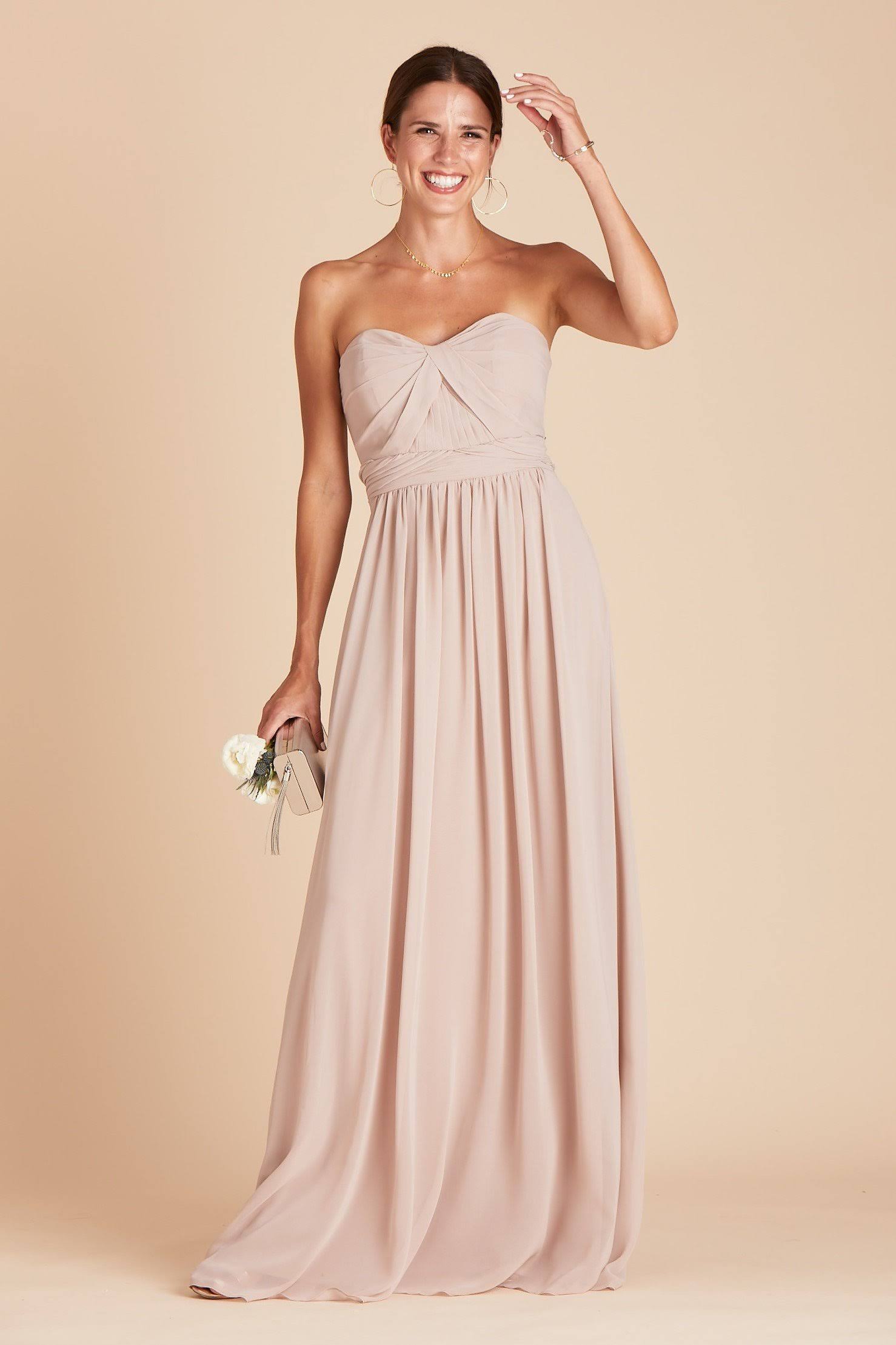 Birdy Grey Grace Convertible Chiffon Bridesmaid Dress in Taupe M / Taupe / No Slit