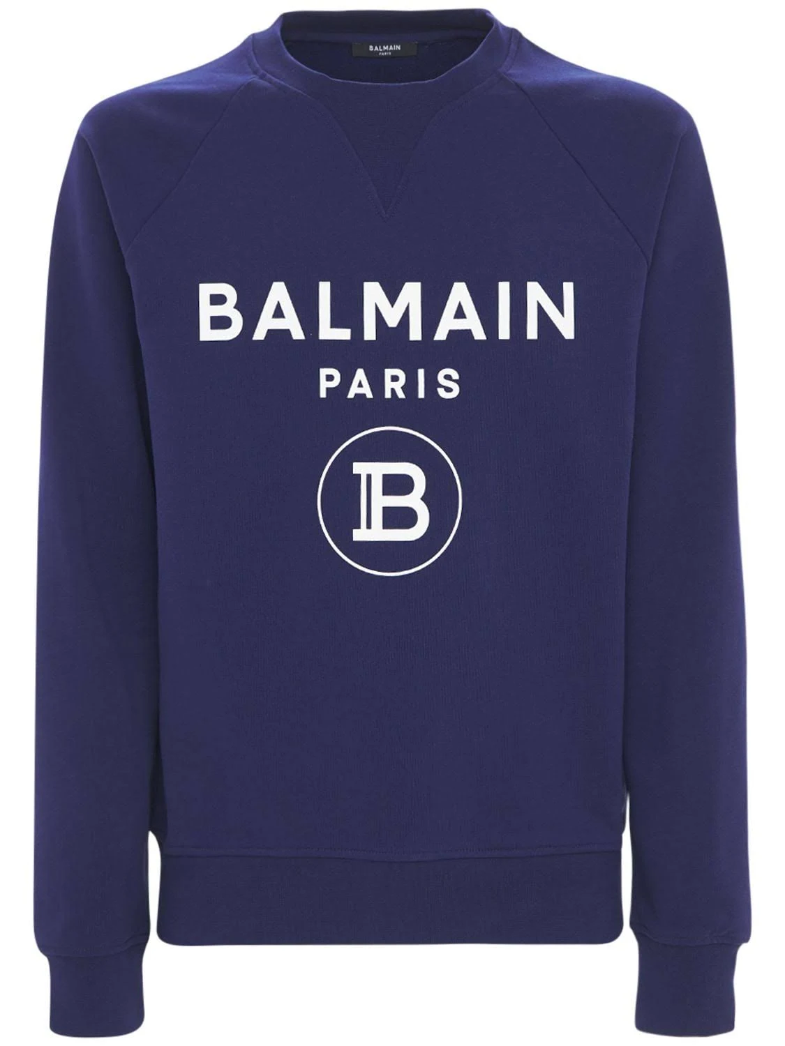 Balmain Logo Print Cotton Jersey Sweatshirt - Blue - Sweatshirts