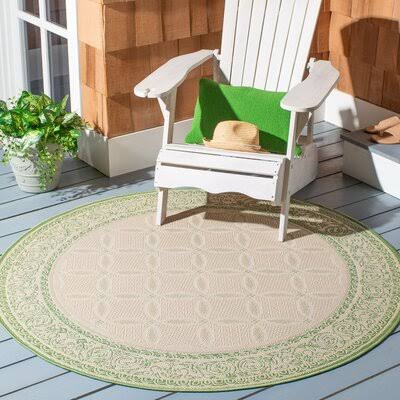 Artur Oriental Natural/Olive Indoor / Outdoor Area Rug Birch Lane Rug Size: Round 6&7x22