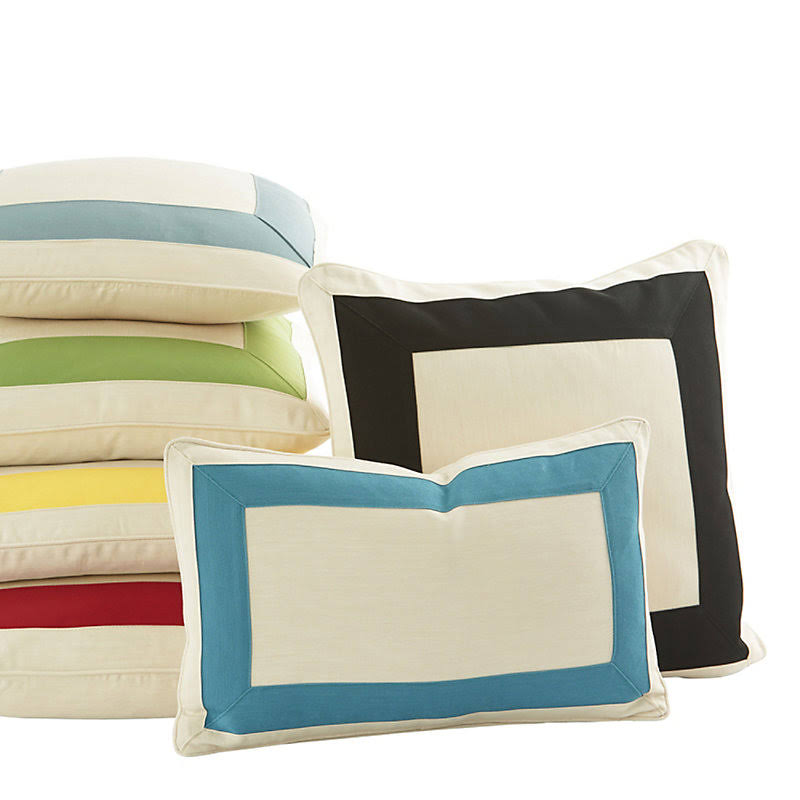 Outdoor Bordered Pillow Canvas Black Sunbrella 12x22 x 20x22 - Ballard Designs