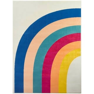 Penelope Rainbow Print Area Rug (3&11x22 x 5&7x22 - Multicolor), Blue, Balta