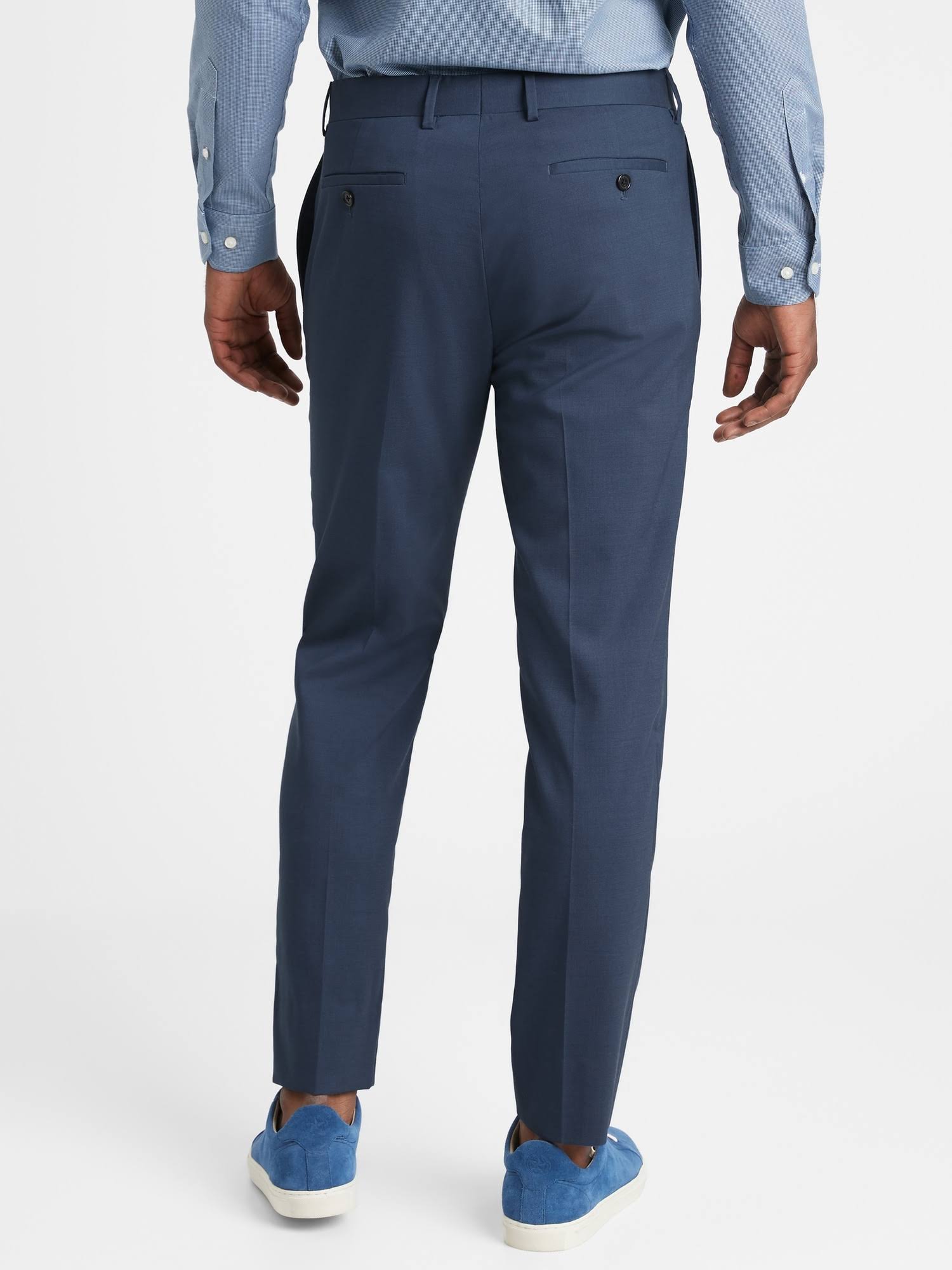 Banana Republic Men's Slim Non-Iron Stretch Cotton Solid Pant Navy Size 34W 32L