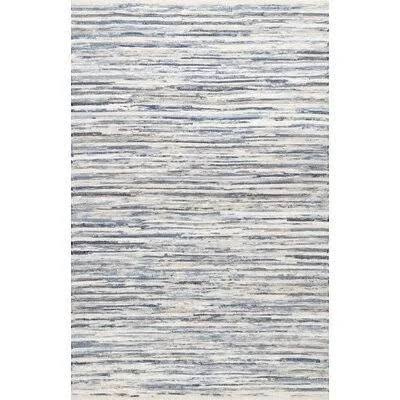 Ebern Designs Biehl Hand Loomed Cotton Blue/Beige Area Rug, Size: Rectangle 4& x 6&