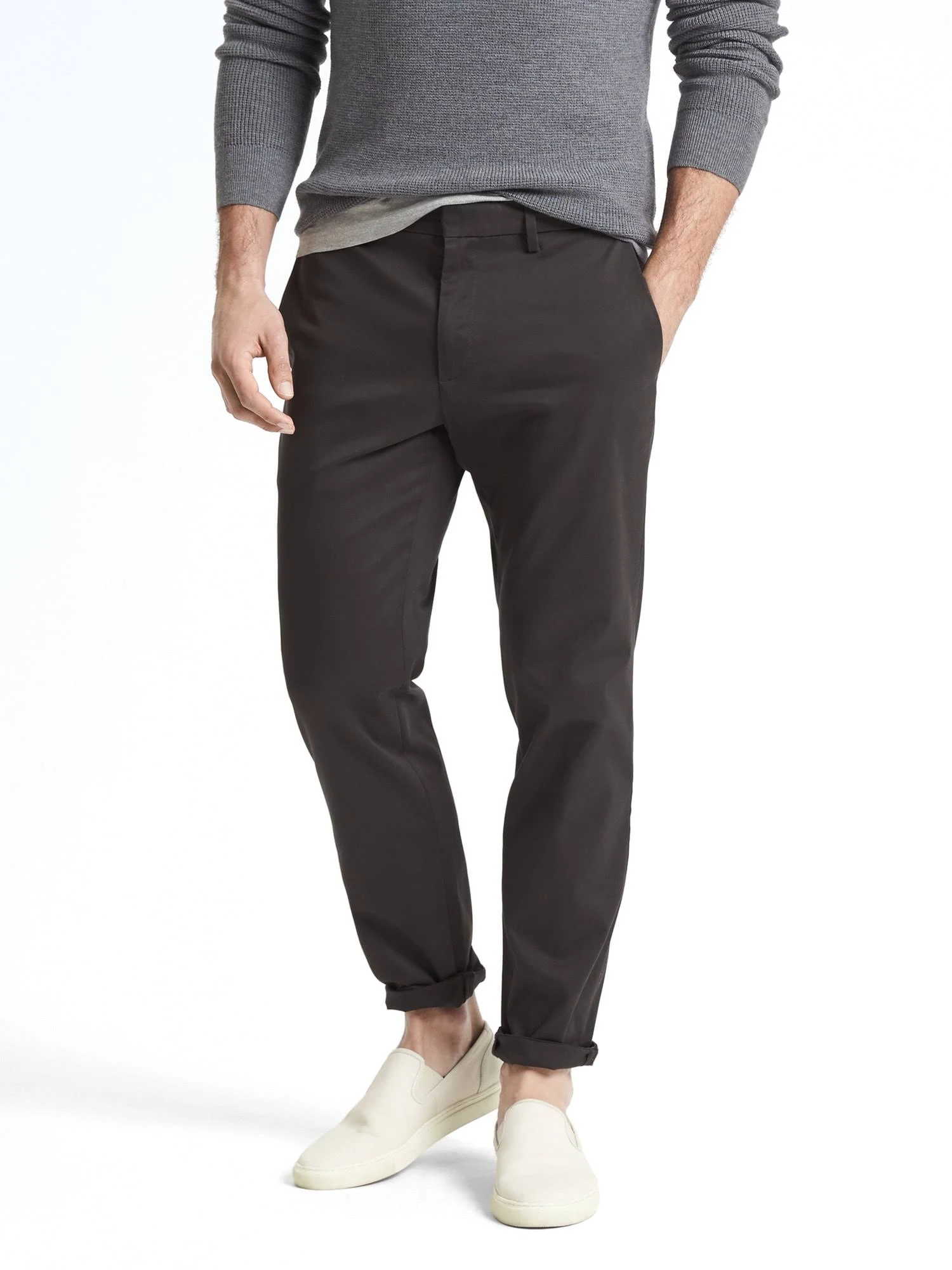 Banana Republic Men's Mason Athletic Tapered Rapid Movement Chino Pant Charcoal Gray Size 35W 32L