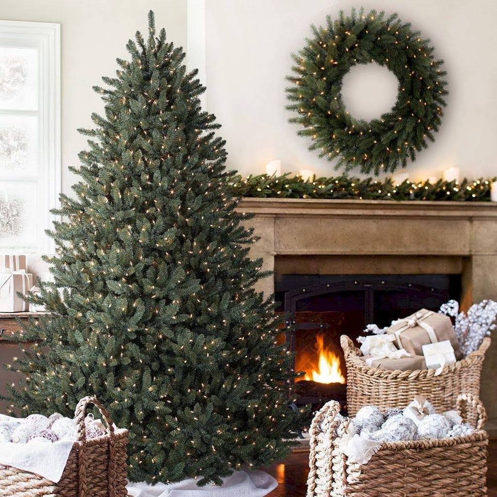Balsam Hill 4.5ft Premium Pre-Lit Artificial Christmas Tree Classic Blue Spruce with Clear Incandescent Lights, Storage Bag, and