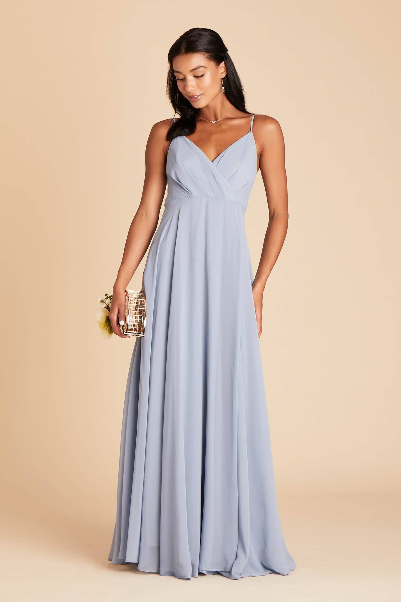 Birdy Grey Kaia Chiffon Bridesmaid Dress in Dusty Blue L / Dusty Blue