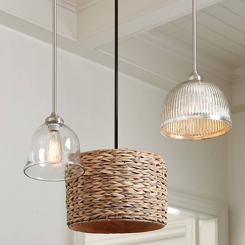 Single Pendant Light Kit White Linen Drum Pendant Shade - 14x22 - Ballard Designs