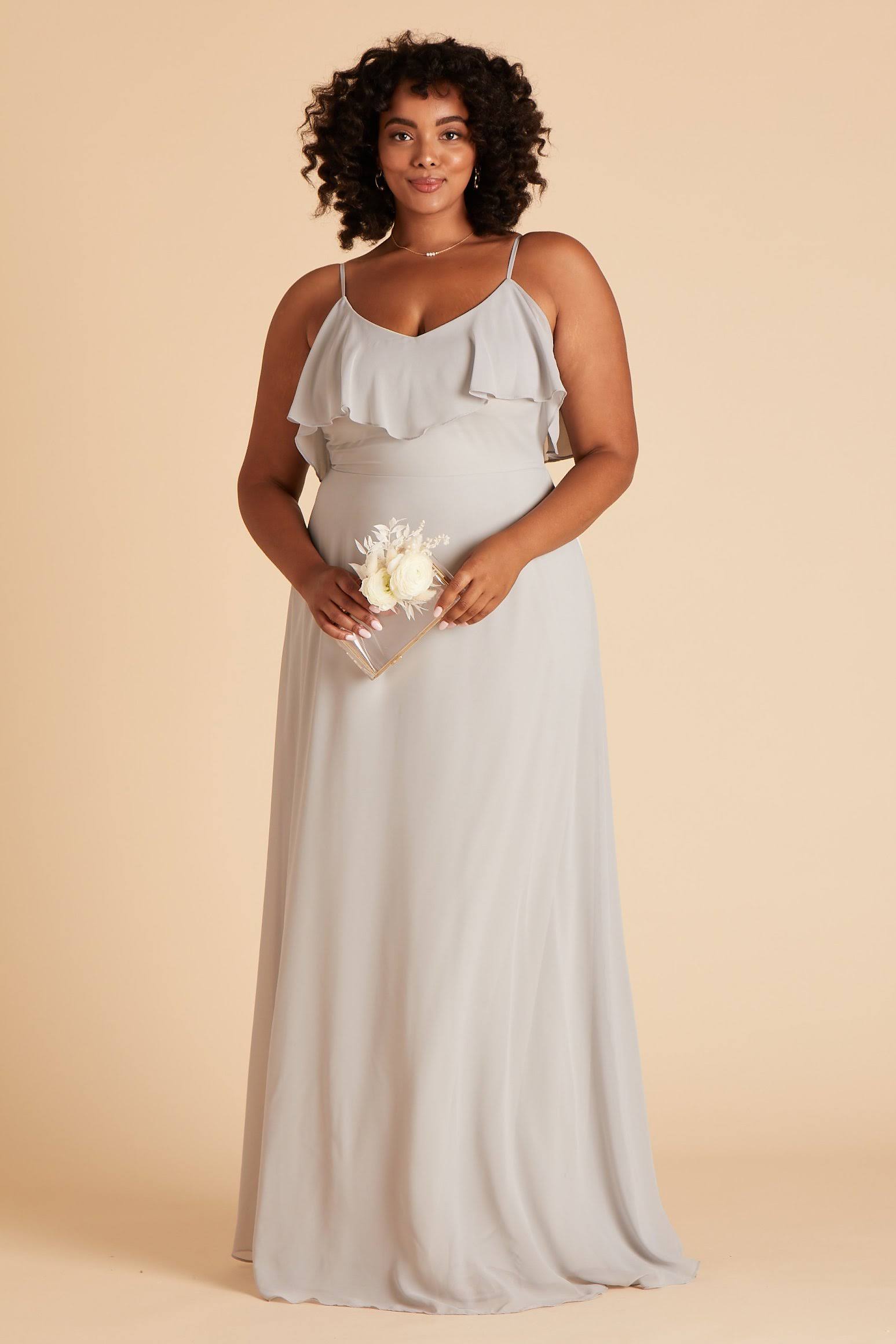 Birdy Grey Jane Plus Size Convertible Chiffon Bridesmaid Dress in Dove Gray 1x / Dove Gray
