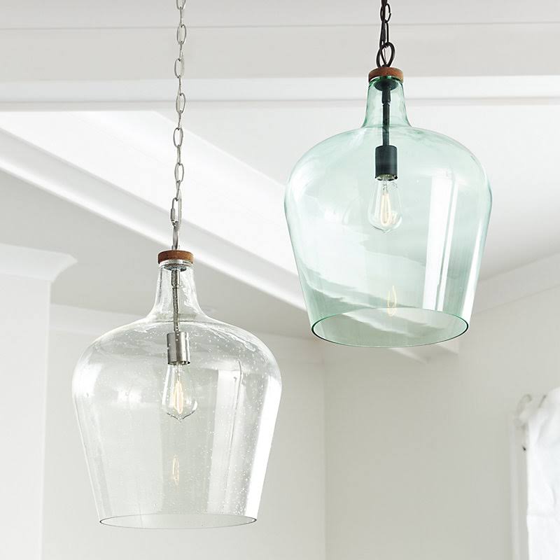 Vera Glass Jug Pendant Bronze with Blue Glass - Ballard Designs