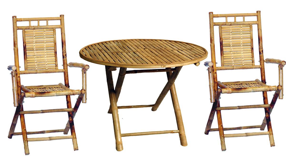 Bamboo Round 3 Piece Bistro Set