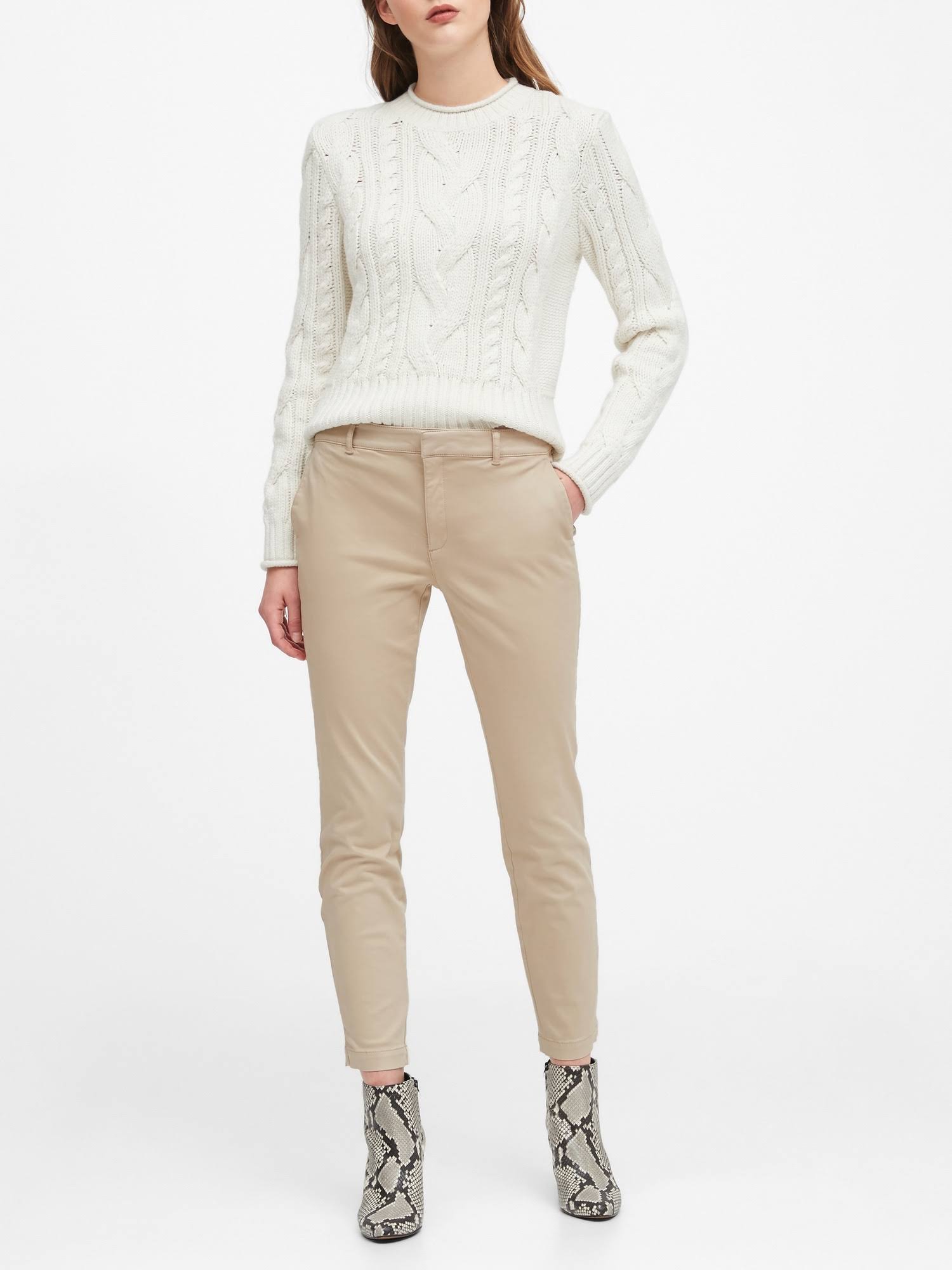 Banana Republic Women's Sloan Skinny-Fit Chino Pant Stinson Sand Size 4 Short