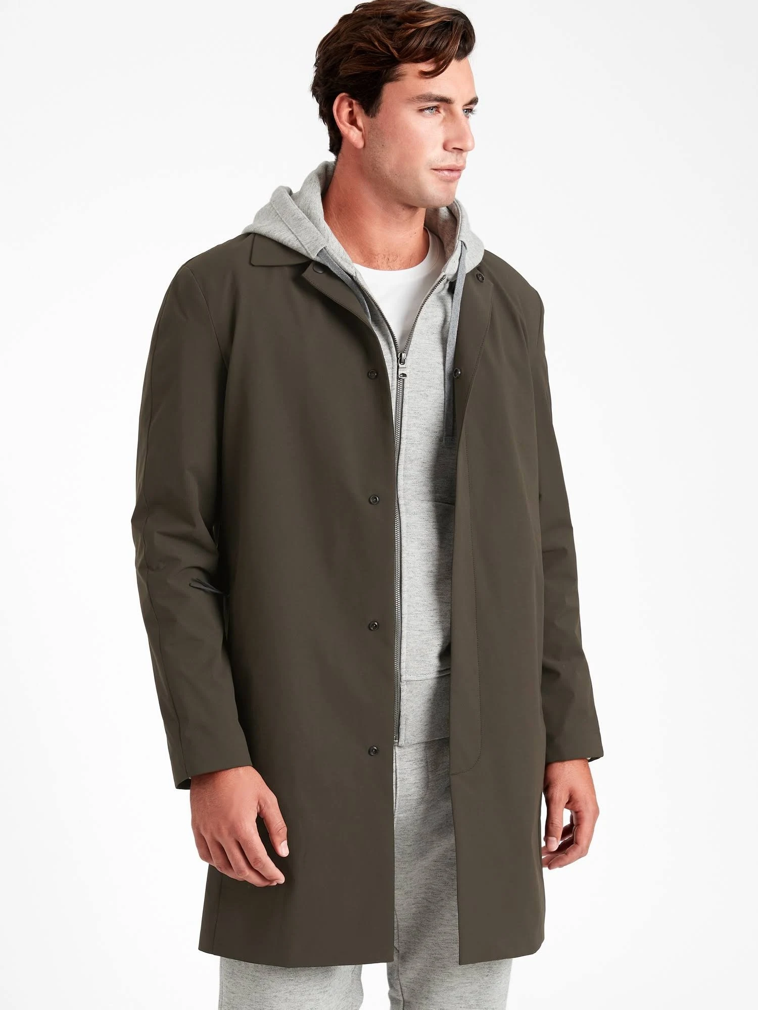 Banana Republic Men's Motion Tech Rain Coat Dark Pine Green Size XL