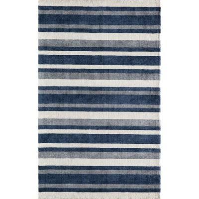 Winston Striped Handmade Tufted Wool Navy/Ivory Rug Birch Lane Rug Size: Rectangle 2&3x22 x 3&9x22
