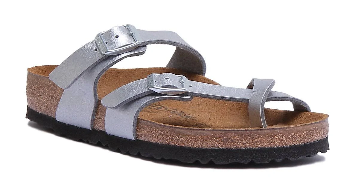 Birkenstock Mayari Birko-Flor Silver Thong Sandals