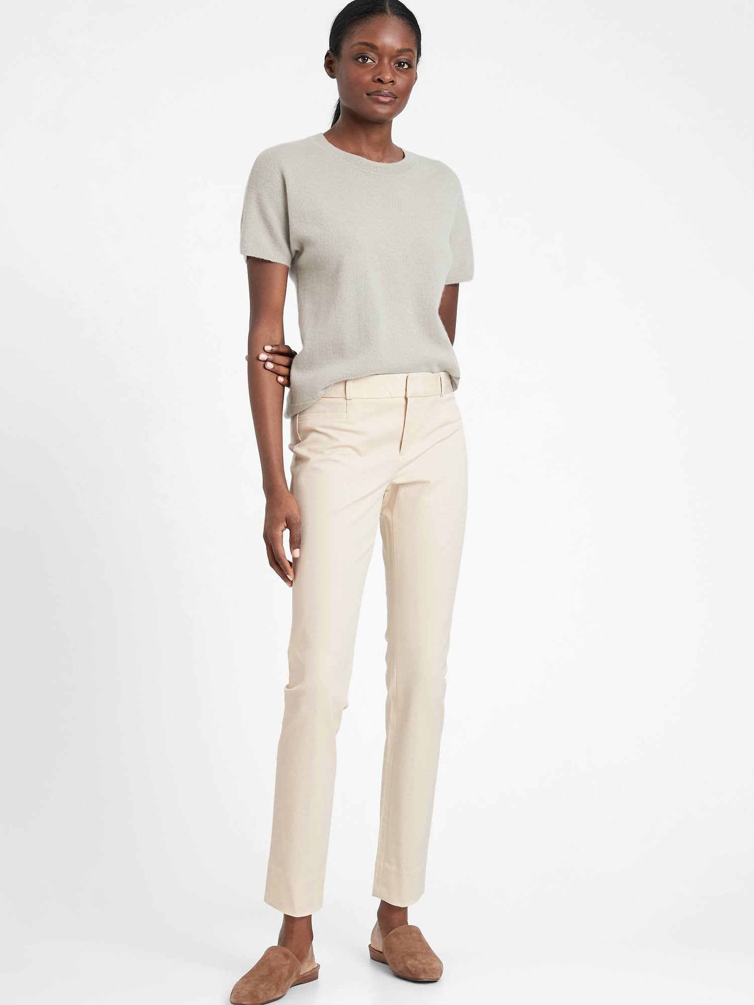 Banana Republic Women's Mid-Rise Skinny Sloan Pant Transition Cream White Size 14 Regular