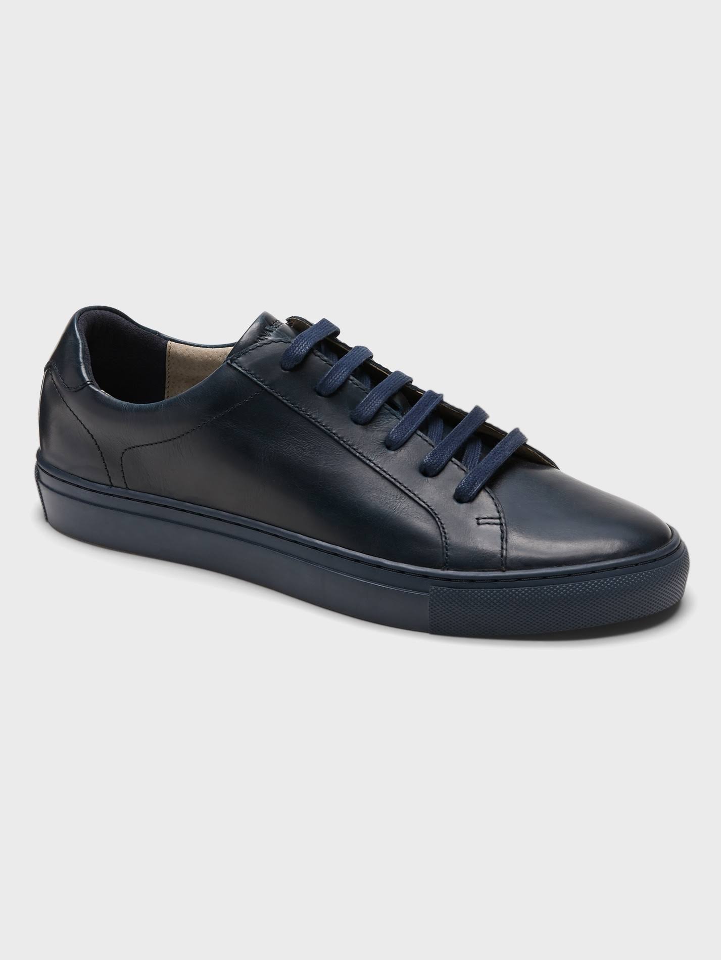 Banana Republic Men's Nicklas Leather Sneaker Midnight Navy Size 10 1/2