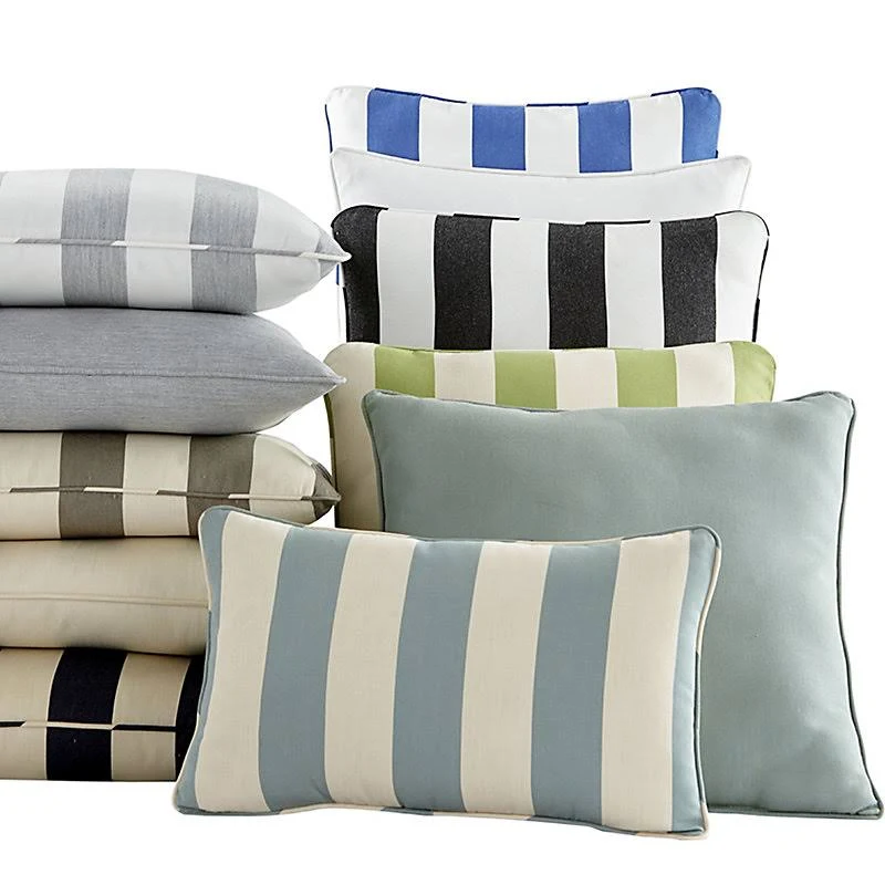 Outdoor Throw Pillow Canopy Stripe Cornflower/White 12x22 x 20x22 - Ballard Designs