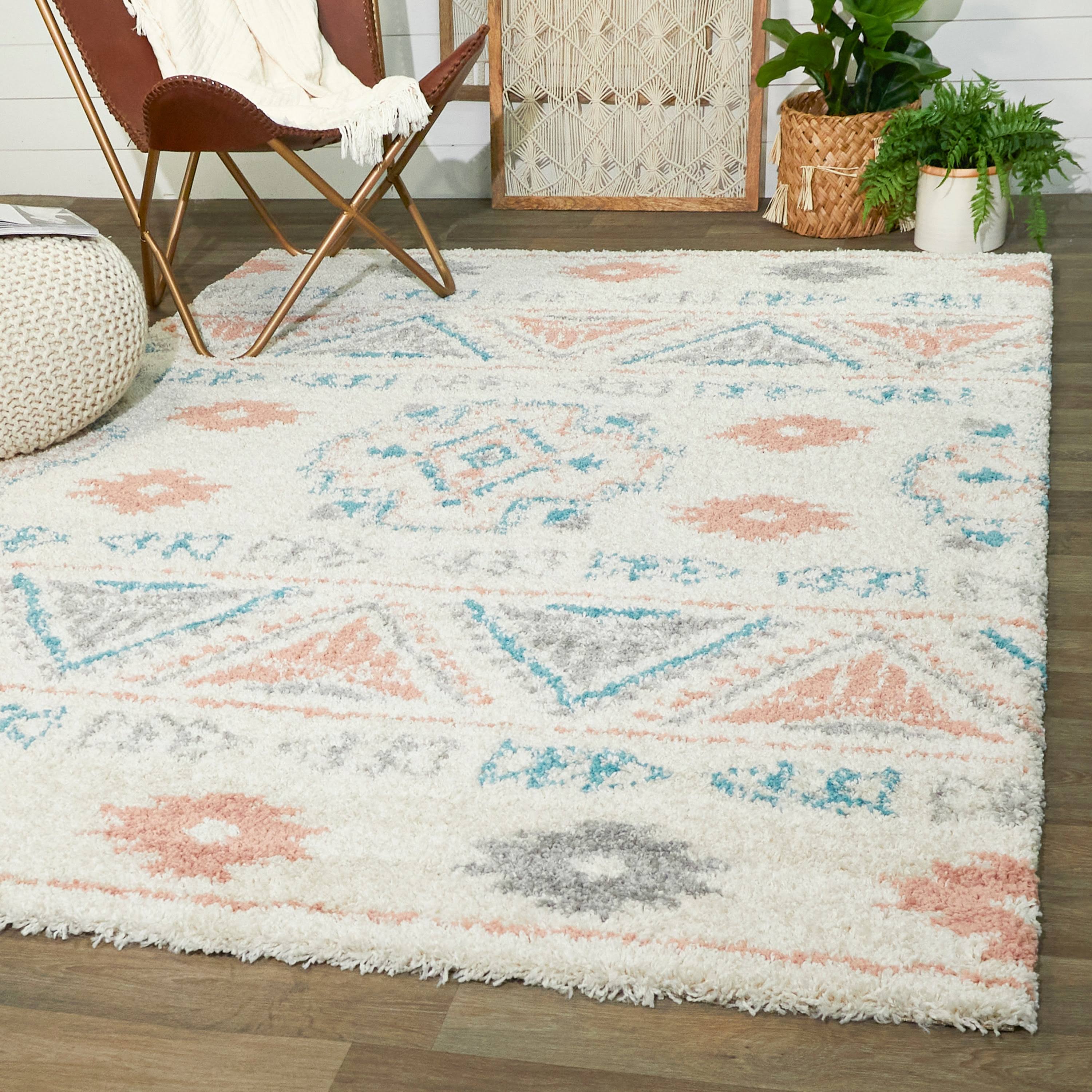 Cortona Southwestern Shag Area Rug - 2&7x22 x 7& - Pink