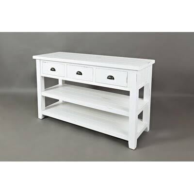 Leija 50x22 Solid Wood Console Table Color: Weathered White