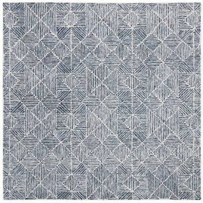 George Oliver Gaither Hand-Tufted Wool Light Blue/Gray Area Rug, Size: Square 6&