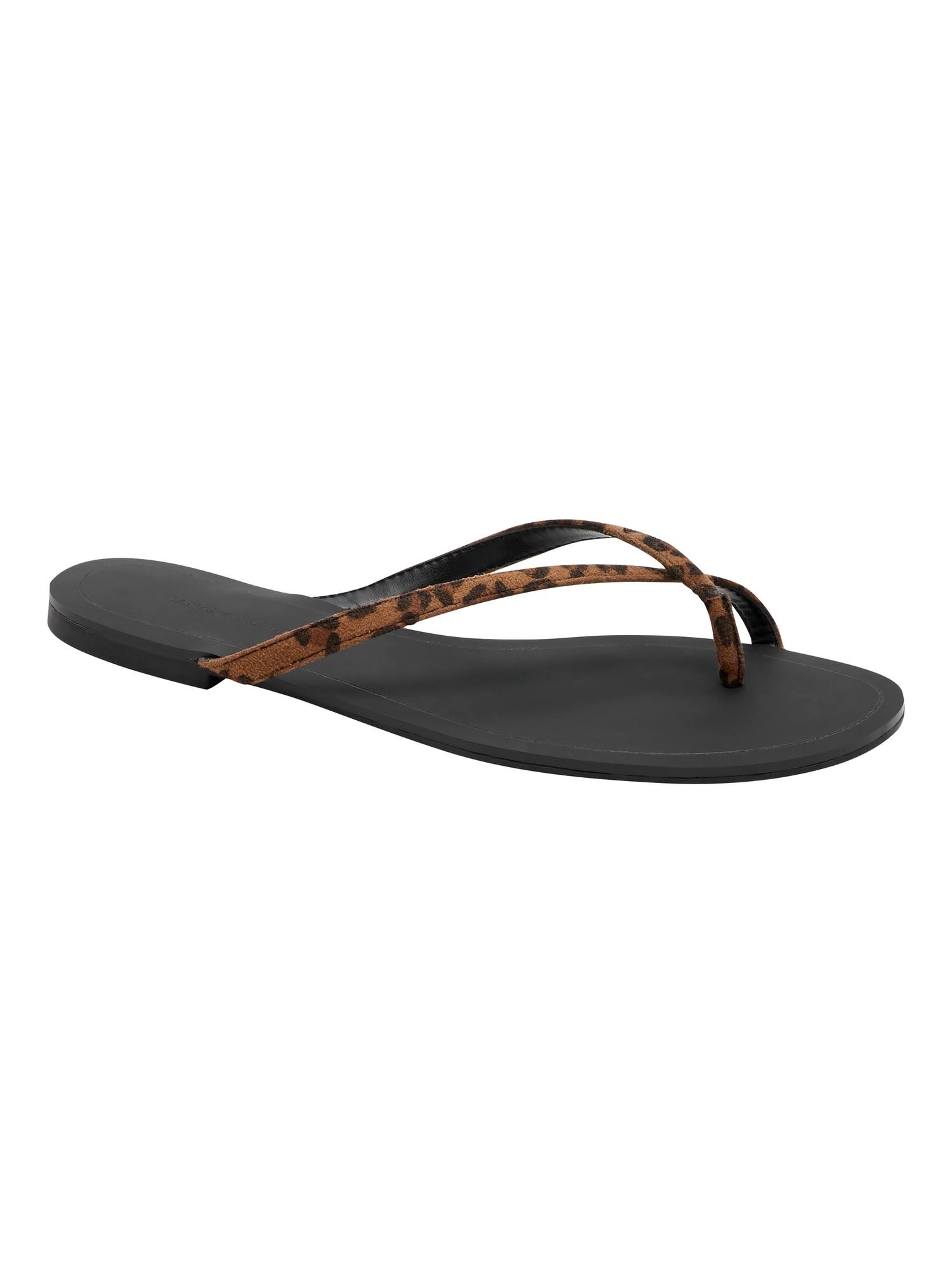 Banana Republic Women's Flip Flop Sandal Leopard Print Vegan Leather Size 7