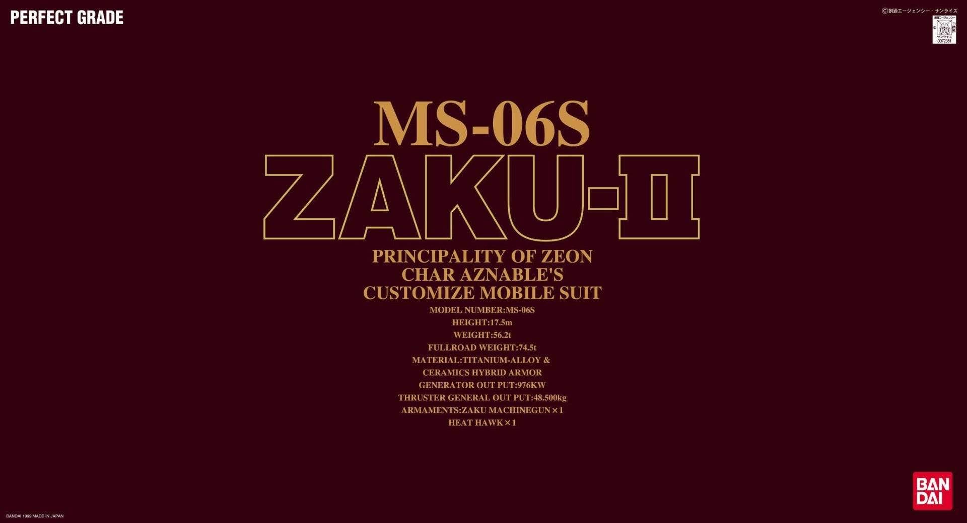 Gundam PG MS-06S Char&s Zaku II Model Kit