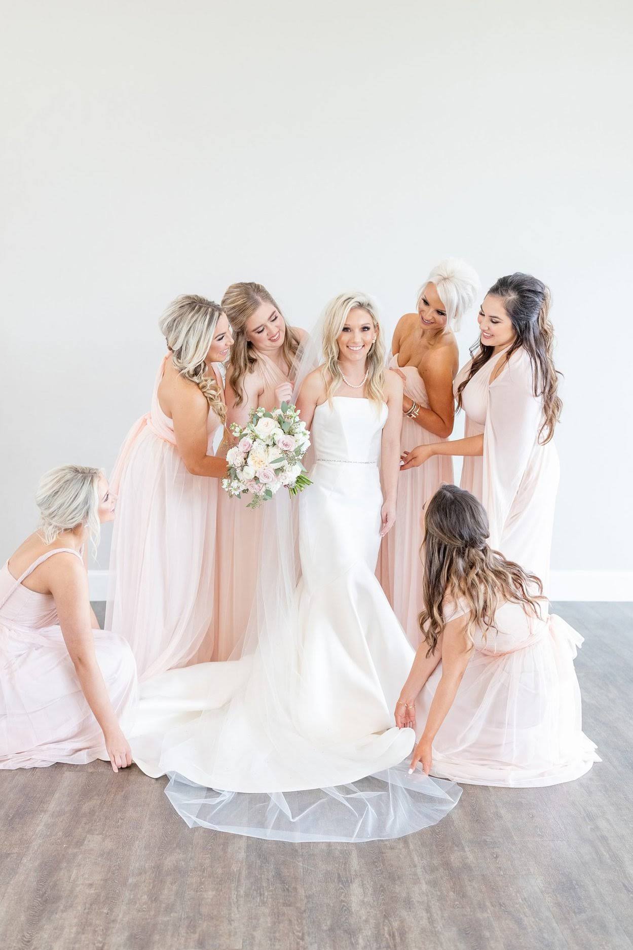 Birdy Grey Grace Convertible Chiffon Bridesmaid Dress in Pale Blush L / Pale Blush / No Slit