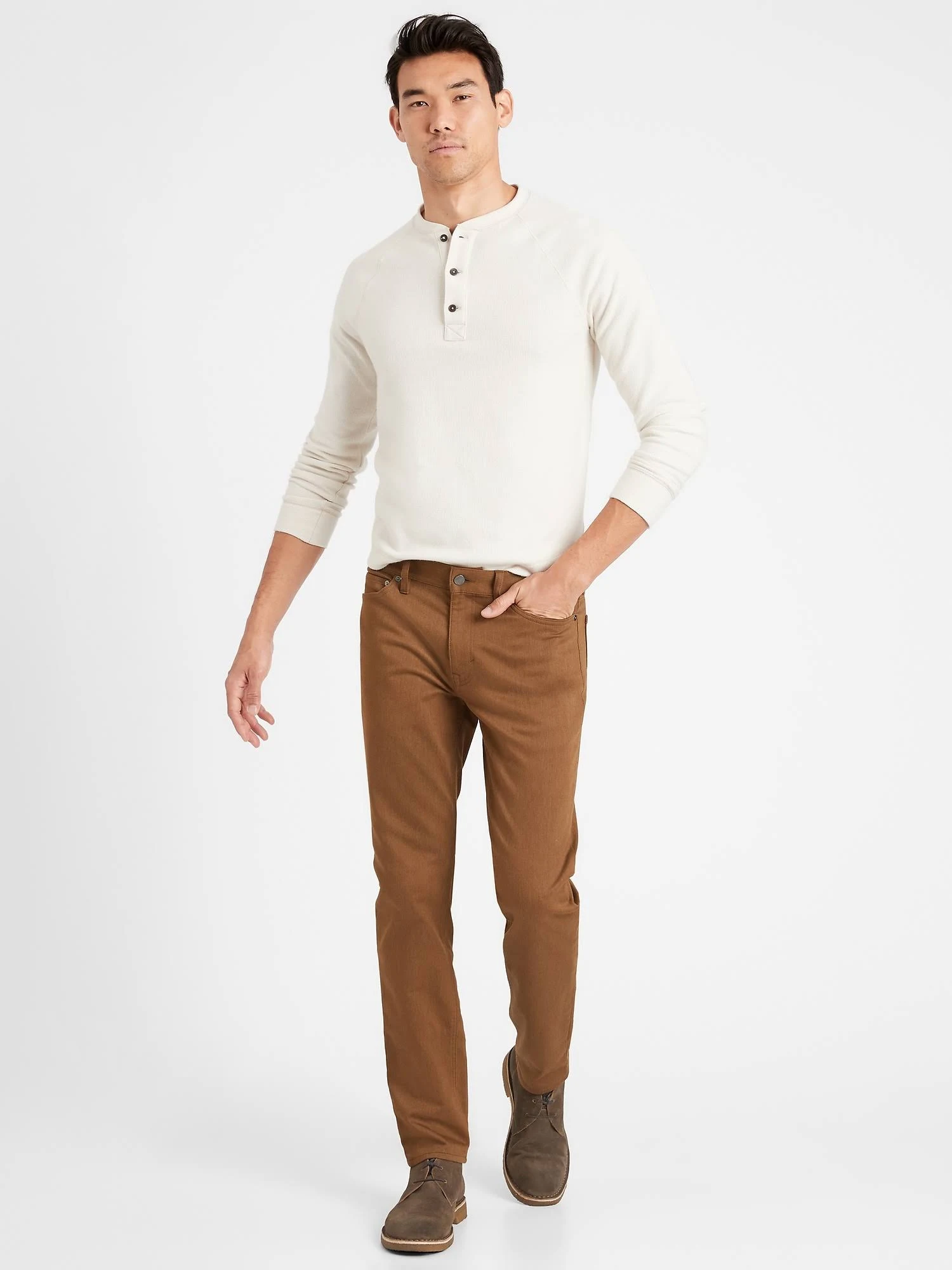 Banana Republic Men's Athletic Tapered Heathered Traveler Pant Camel Size 33W 30L