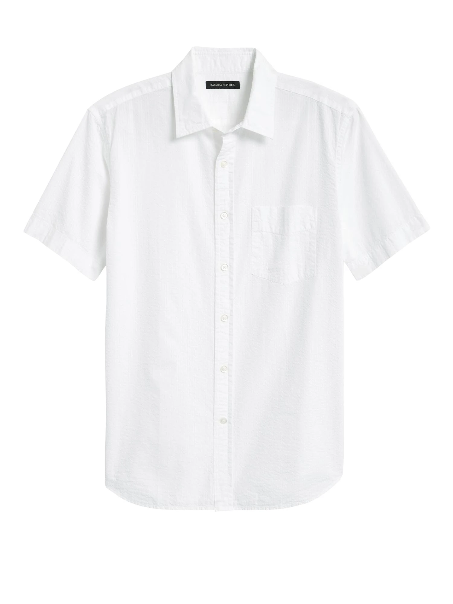 Banana Republic Men's Slim-Fit Seersucker Shirt White Size L