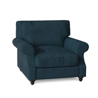 Huxley 39x22 Wide Down Cushion Armchair Birch Lane Body Fabric: Tina Gulfstream, Leg Color: Black Walnut