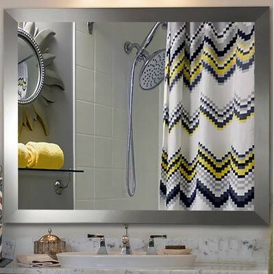 Fulk Industrial Modern & Contemporary Wall Mirror Birch Lane Size: 37.5x22 H x 31.5x22 W, Finish: Brushed Nickel