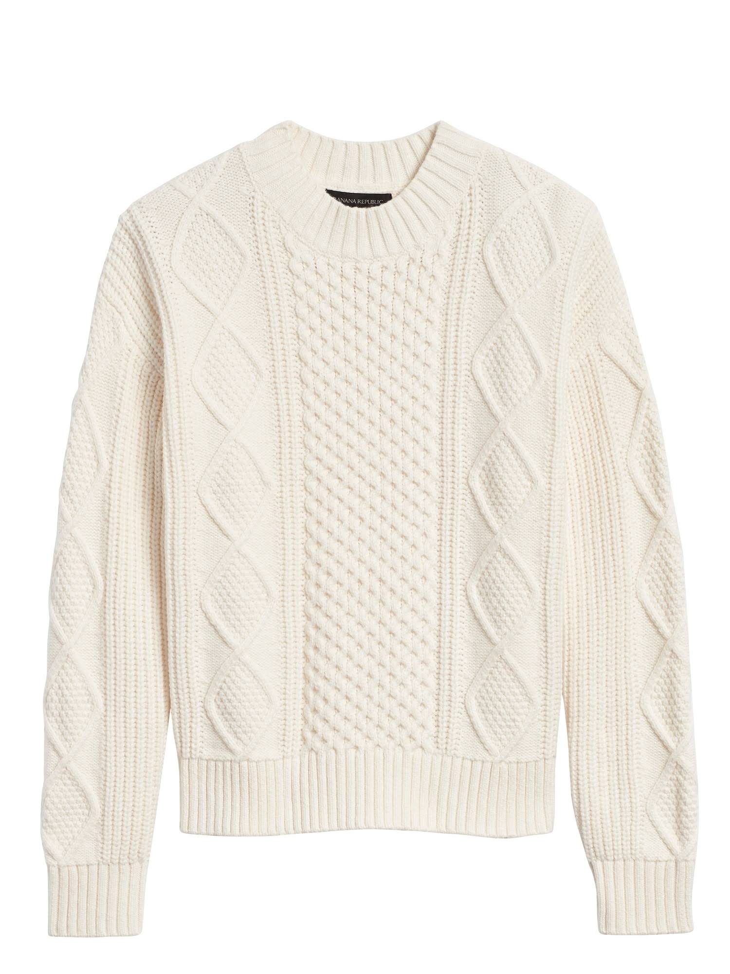 Banana Republic Women's Cable-Knit Cropped Sweater White Size XS