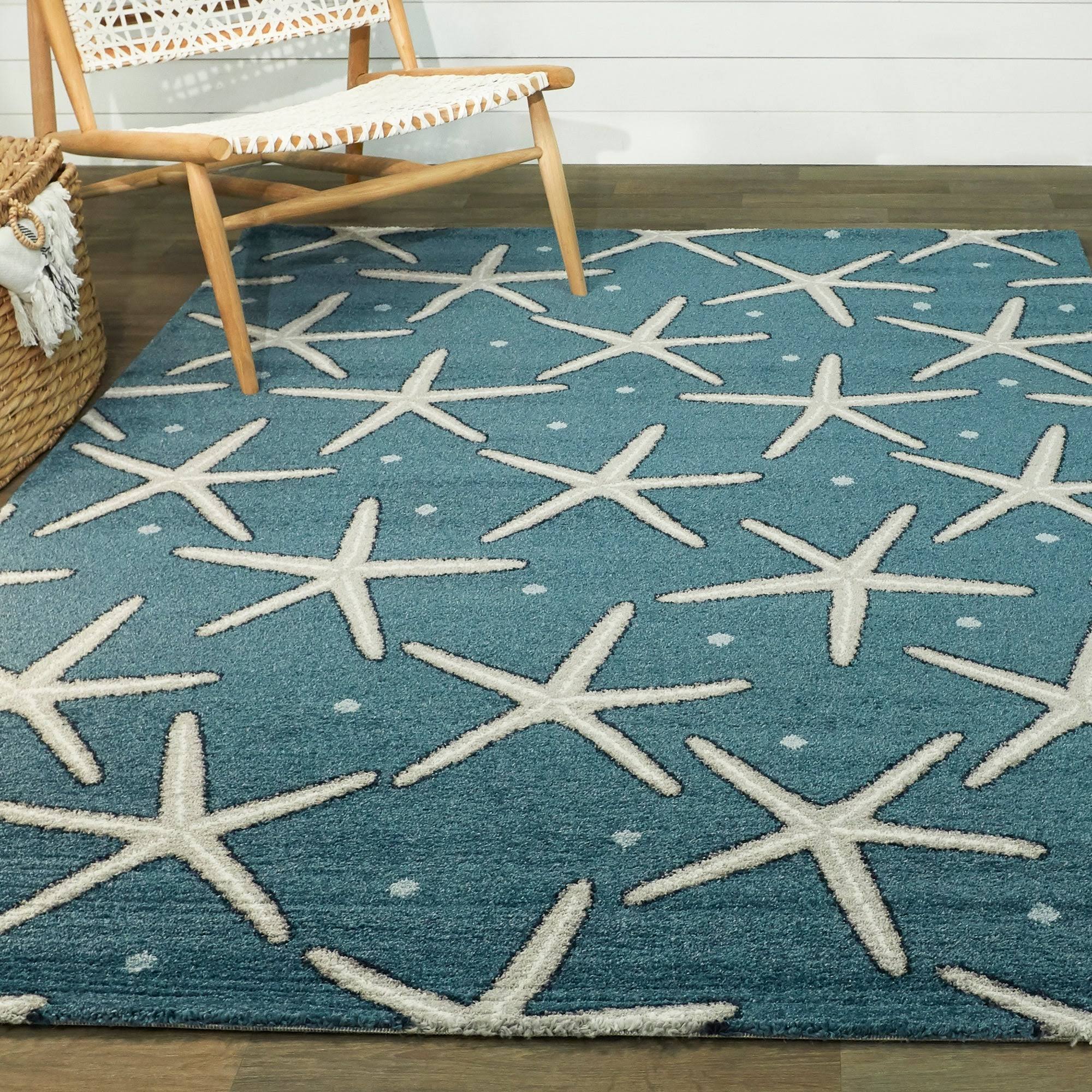 BALTA Massau Dark Blue 5 ft. x 7 ft. Coastal Starfish Area Rug