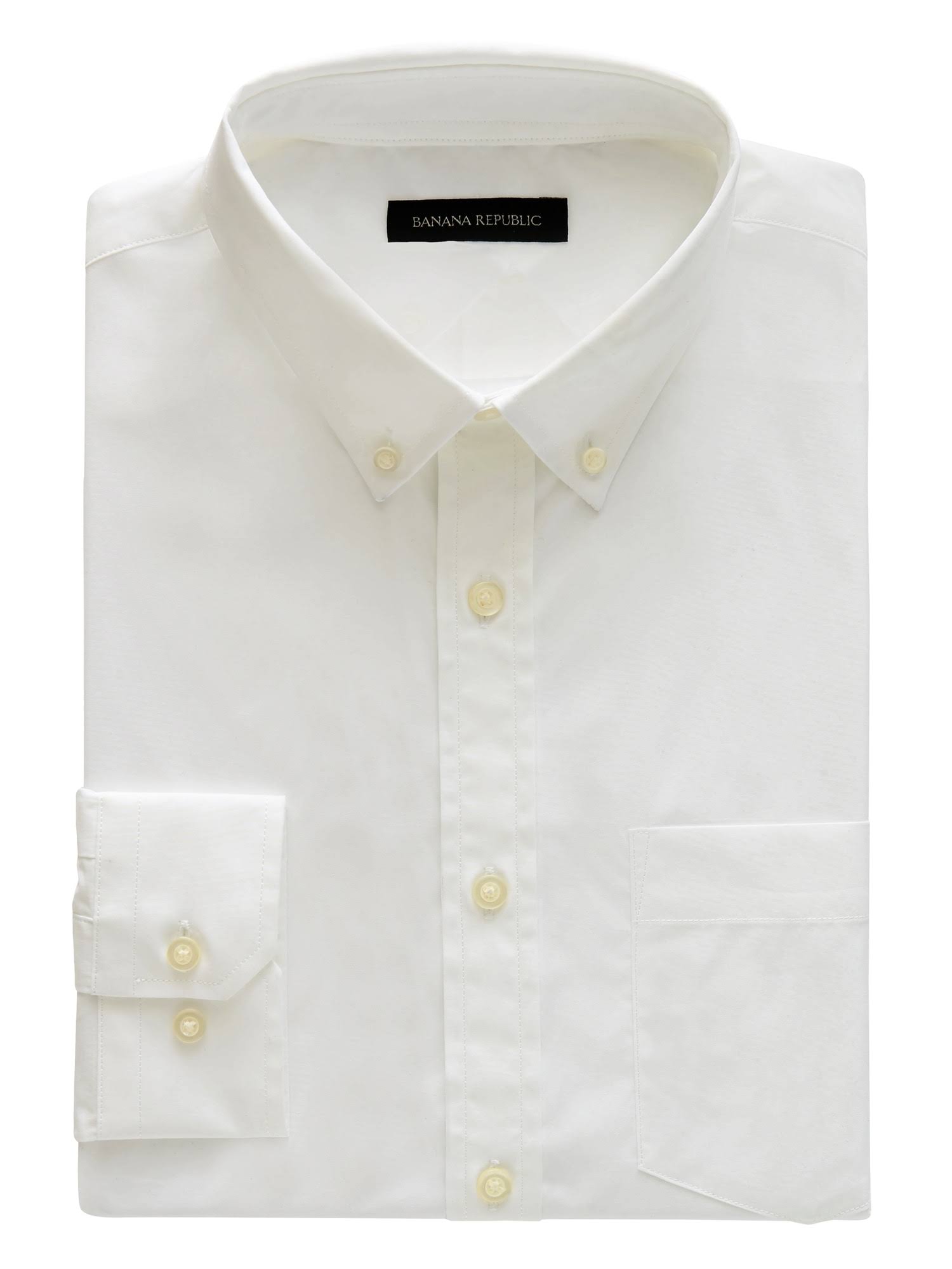 Banana Republic Men's Slim-Fit Tech-Stretch Cotton Shirt White Tall Size L
