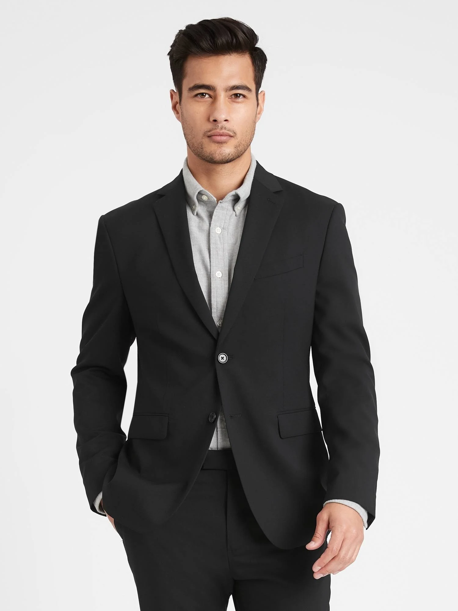 Banana Republic Men's Extra-Slim Italian Wool Suit Jacket Black Size 44 Regular