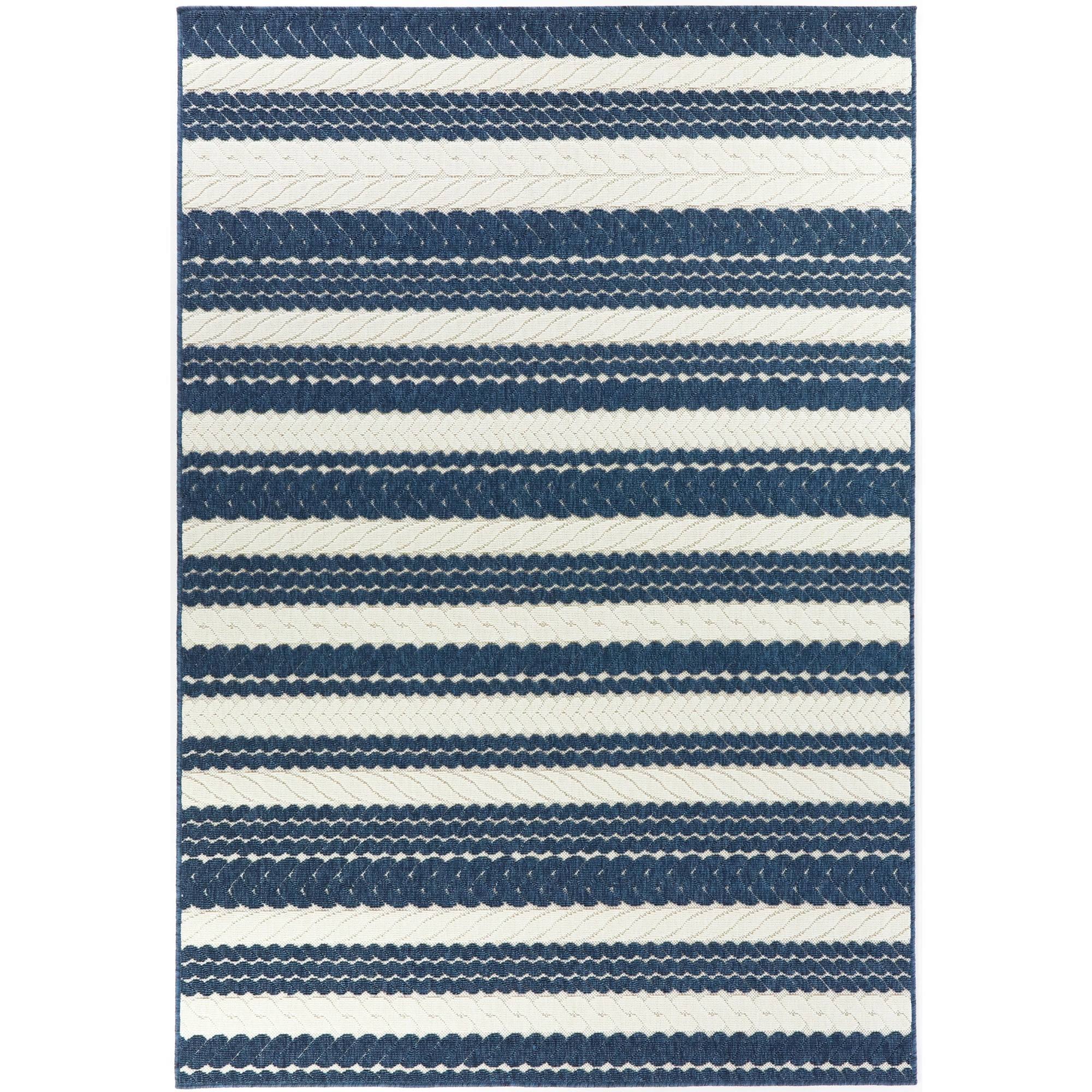 Balta Caldwell Navy 5 ft. x 7 ft. Nautical Stripe Indoor/Outdoor Area Rug, Blue