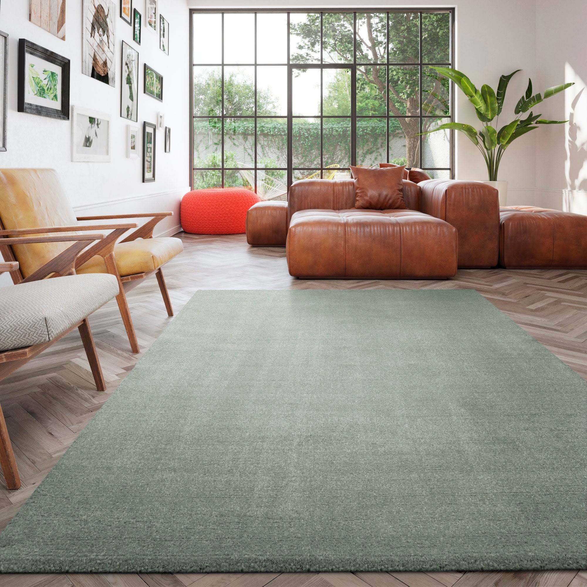 Elsie Solid Color Shag Sage Area Rug - 3&11x22 x 5&7x22