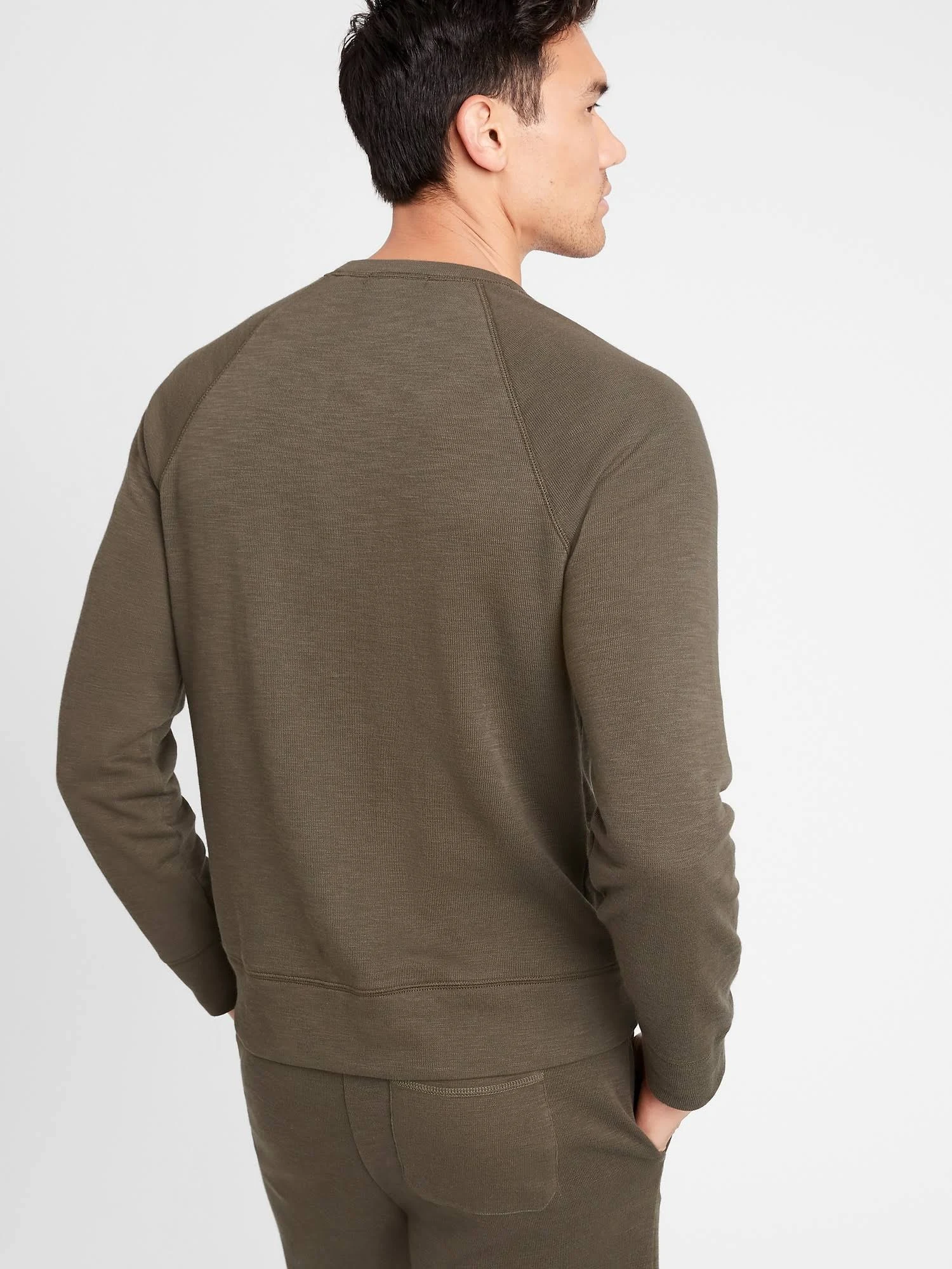 Banana Republic Men's Double-Knit Crew-Neck Sweatshirt Cargo Green Size L