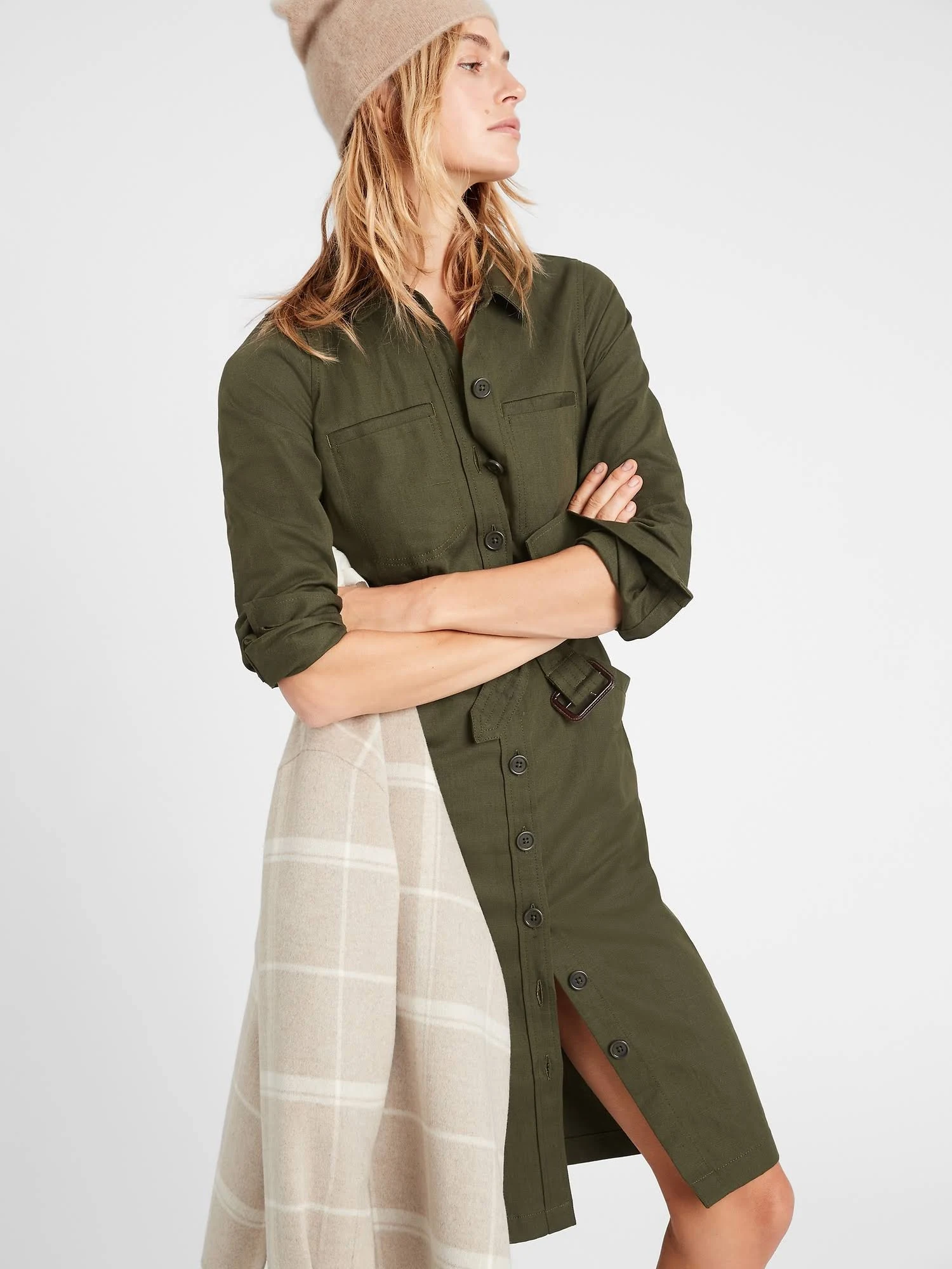 Banana Republic Women's Heritage Cotton-Linen Bahia Dress Adventure Green Size 4