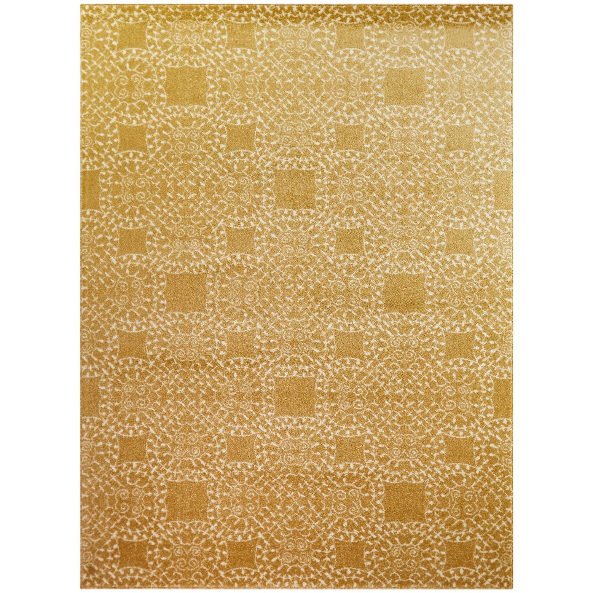 BALTA Cooper Gold 5 ft. x 7 ft. Clover Medallion Area Rug