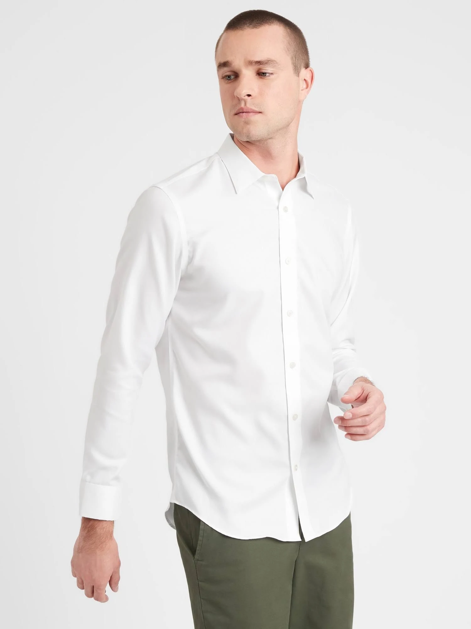 Men's Slim-Fit Non-Iron White Shirt White